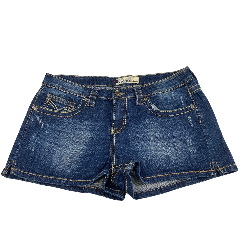 Vigoss Jean Shorts Womens Jr 11‎ Medium Wash Denim Distressed Mid Rise Shortie